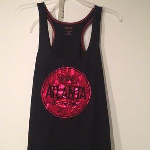 NWT Atlanta Coke Red Foil Black Racerback Tank